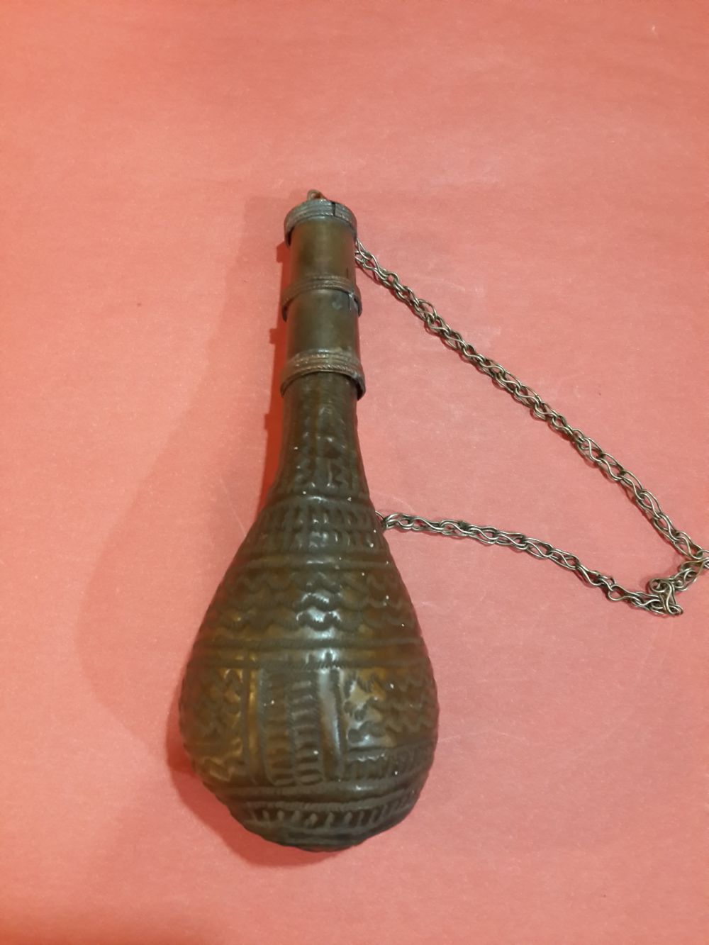 RARE FIND OTTOMAN TURKISH LEATHER GUN POWDER FLASK WITH COPPER LID 19th ...